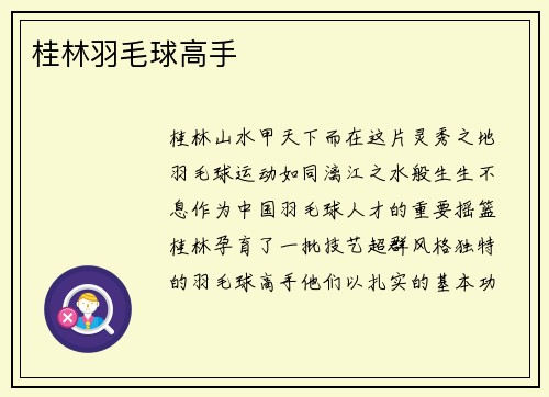 桂林羽毛球高手