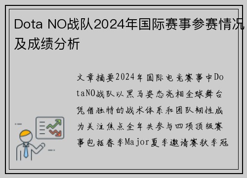 Dota NO战队2024年国际赛事参赛情况及成绩分析